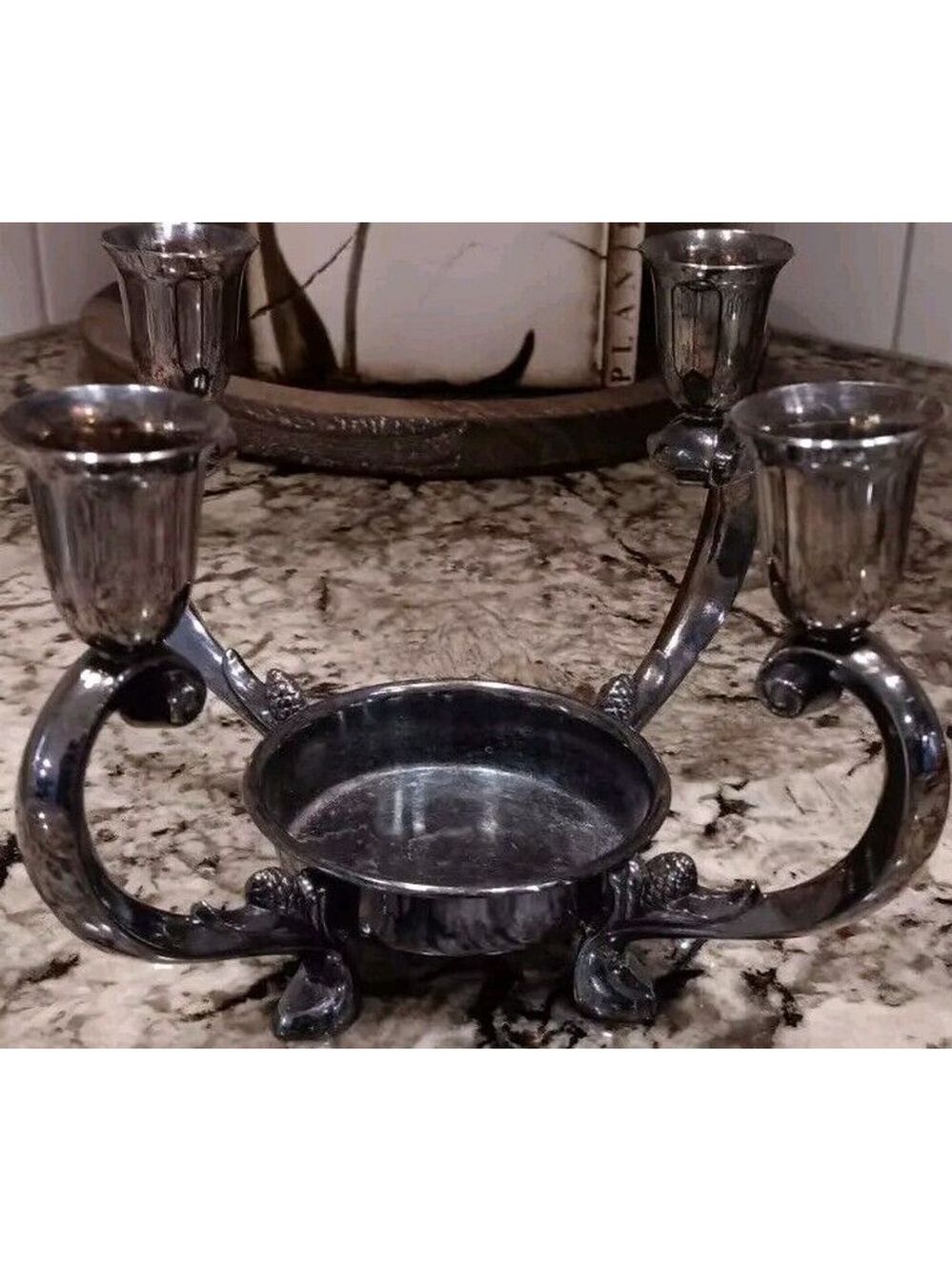 REED&BARTON Silverplate EPERGNE / Candlelabra Centerpiece 331 Unpolished Patina